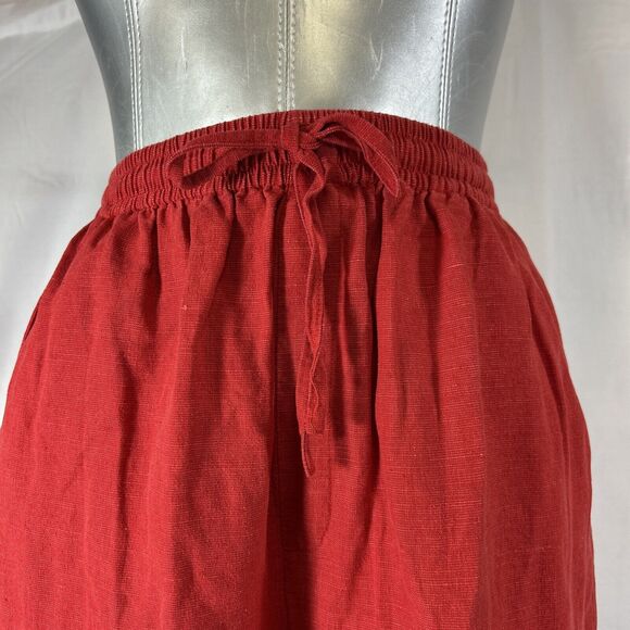Erin London Pants Womens S Red Silk Linen Rayon Pocket Ankle Split Drawstring - Picture 2 of 6